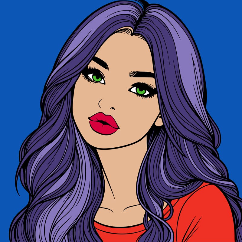 realistic girl with hair on her hair and lips