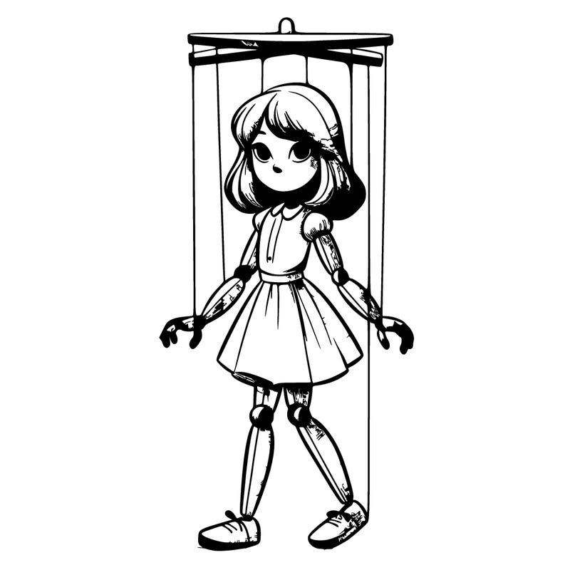 one realistic marionette girl full body
