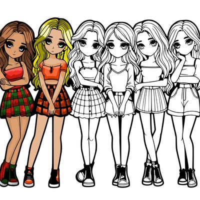 a group of girls realistic