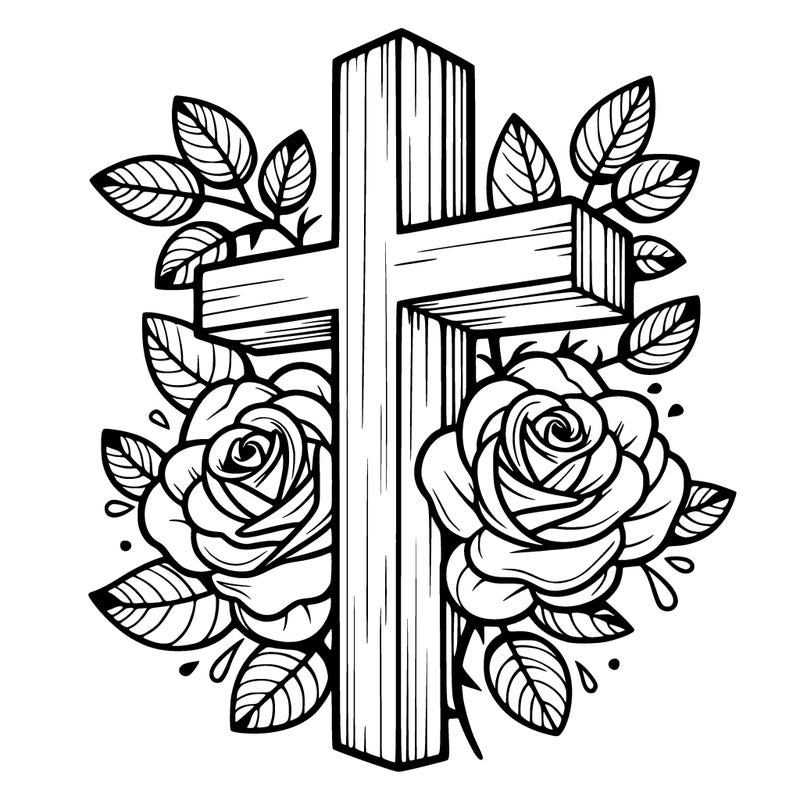 cross with roses