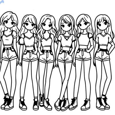a group of girls wearing crop tops and shorts
