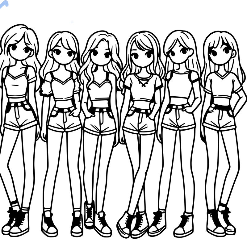 a group of girls wearing crop tops and shorts