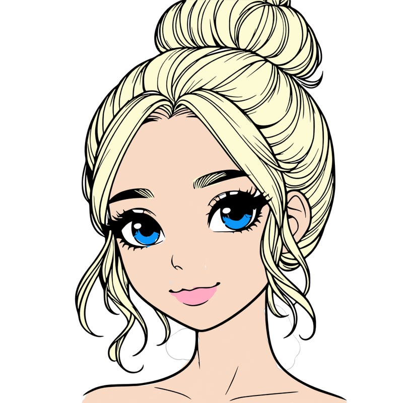 realistic pretty girl with hair in bun