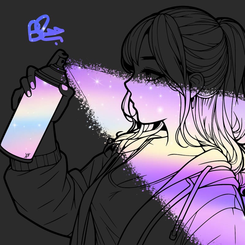 a realistic girl spray, painting