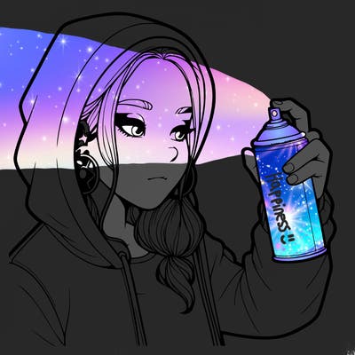 a realistic girl, spray painting