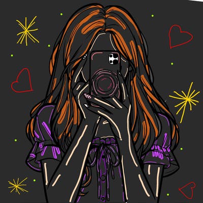 a realistic girl holding her phone taking pictures