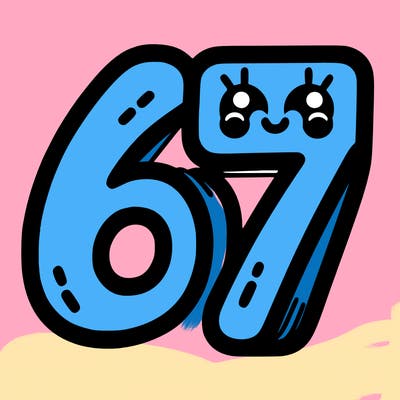 the numbers 67