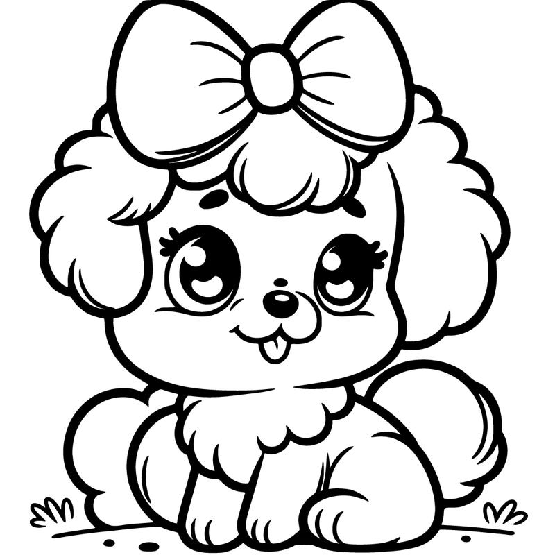 cute puppy with a fluffy bow on it’s head