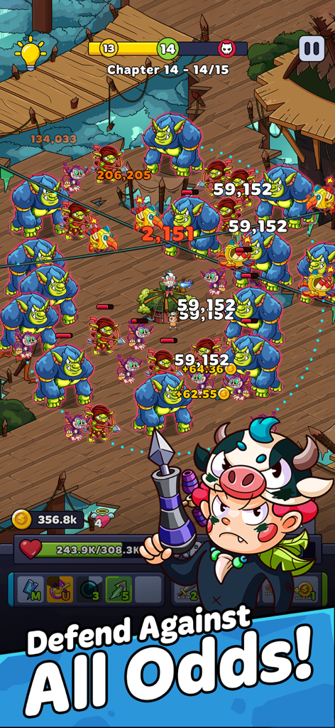 Night Valley - Tower Defense - Gameplay of Night Valley Tower Defense where a hero character defends against a wave of blue monsters