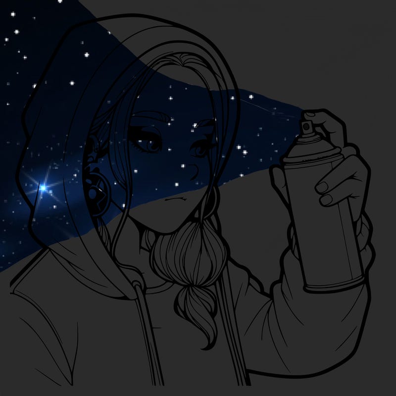 a realistic girl, spray painting