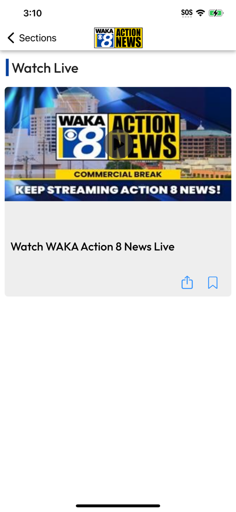 WAKA News - Screenshot of the WAKA News mobile app showing the live stream video player section