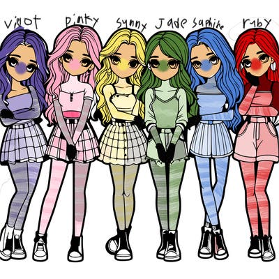 a group of girls realistic