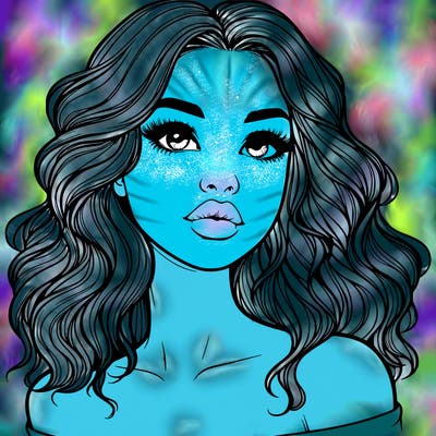 realistic girl with wavy hair and lips