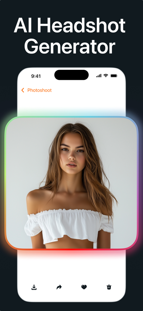 IM AI Avatar - New Profile Pic - Interfaz de la app AI Headshot Generator mostrando un retrato profesional de alta calidad.