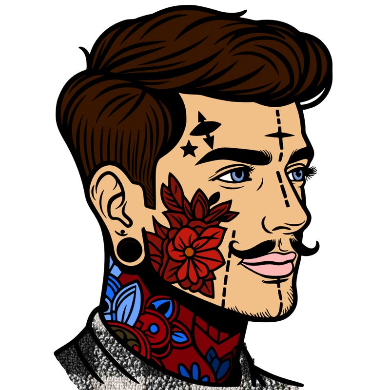 man with face tattoos