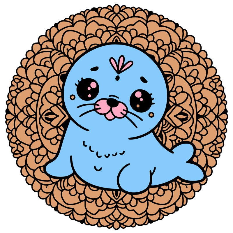 a cute baby seal mandala