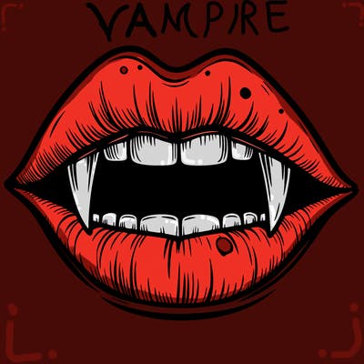 lips with vampire teeth