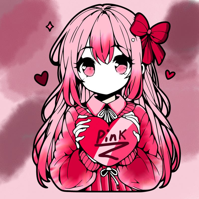 anime girl holding a heart balloon