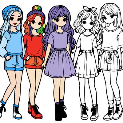 a group of five girls