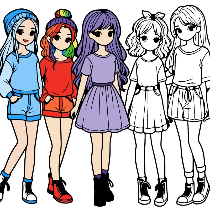 a group of five girls