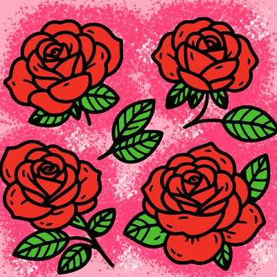 cute four pieces roses