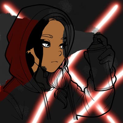 a realistic girl, spray painting