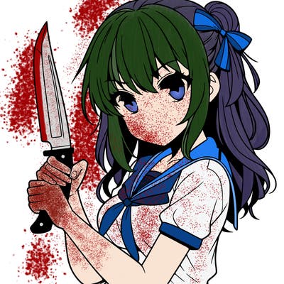 girl holding a knife anime