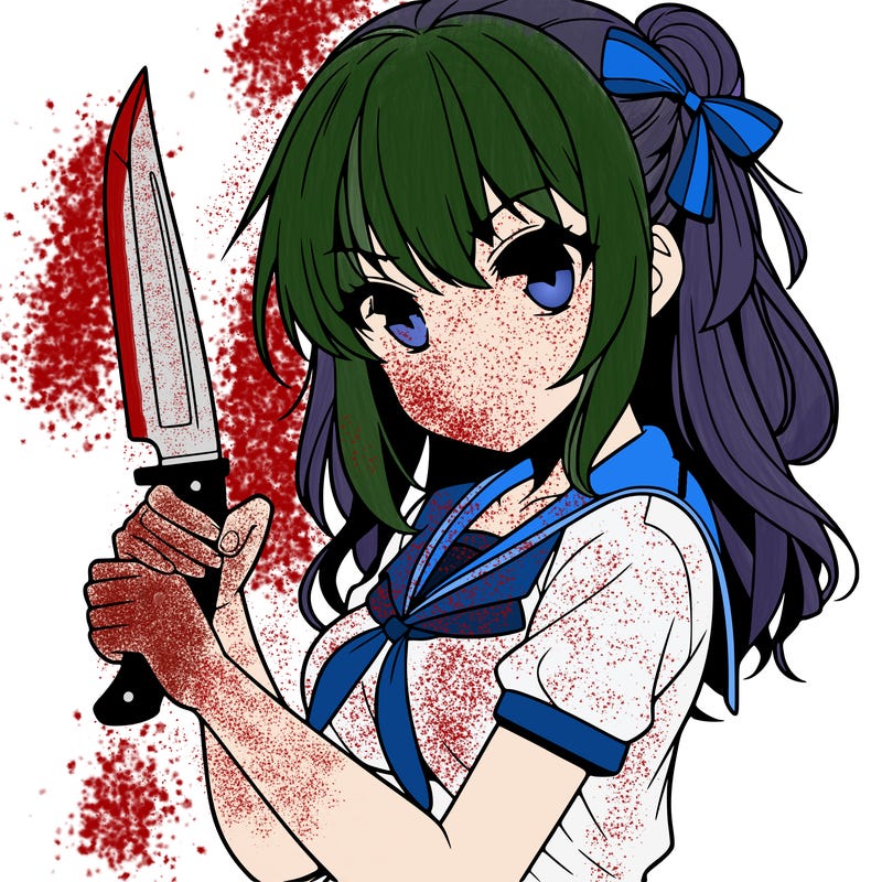 girl holding a knife anime