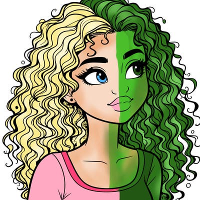 realistic girl with curly hair