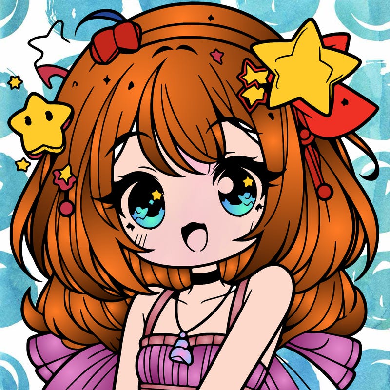 cute anime girl with star accessories