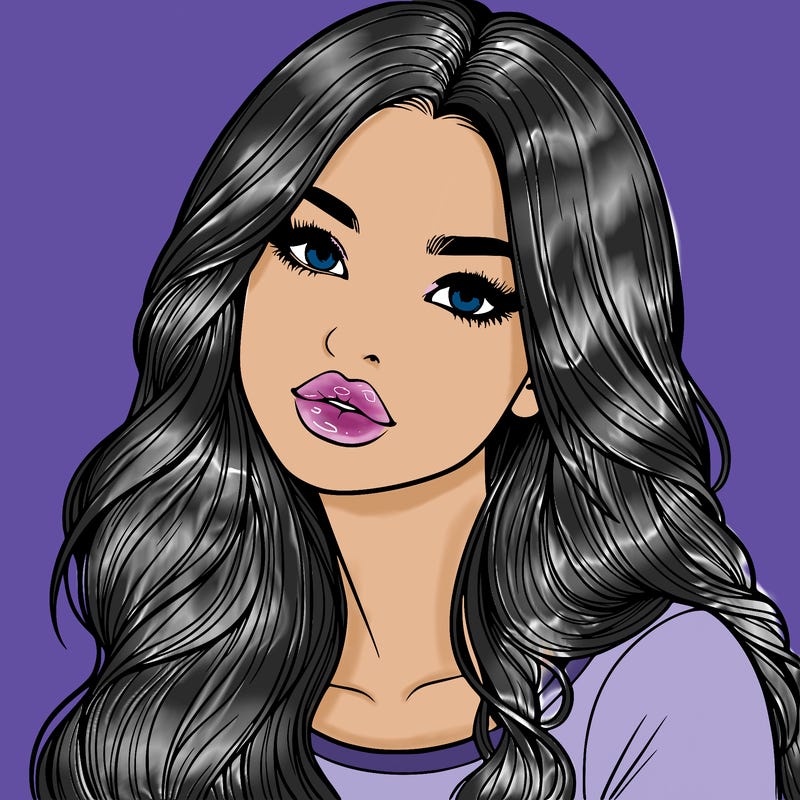 realistic girl with hair on her hair and lips