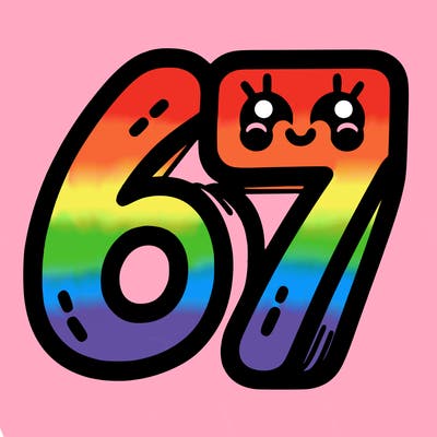 the numbers 67