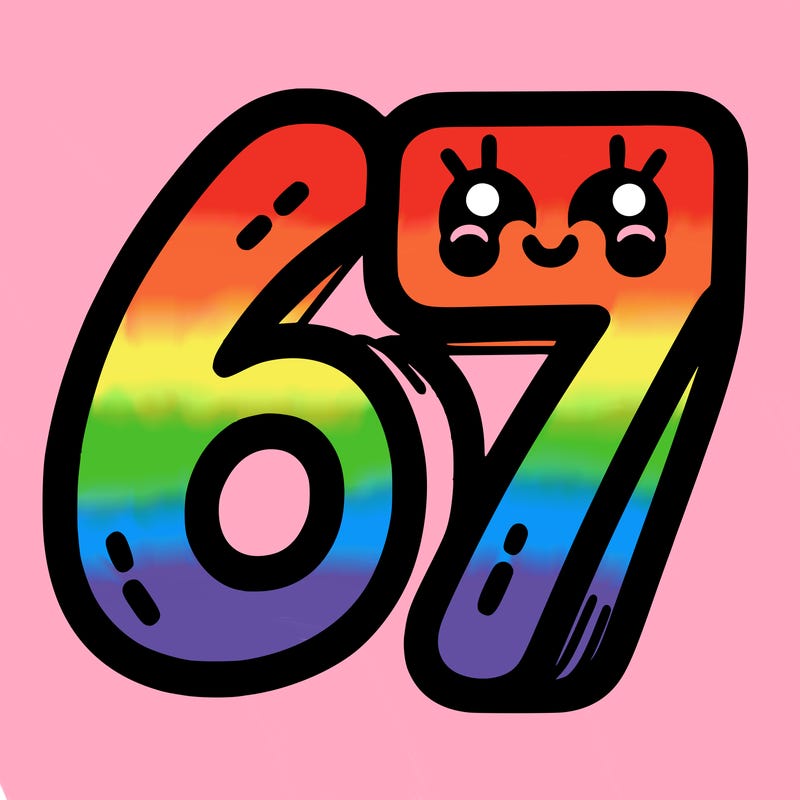 the numbers 67