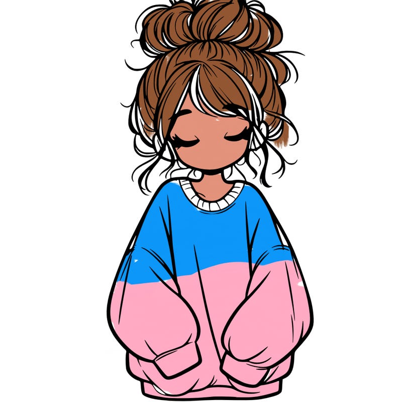 girl with baggy sweatshirt and messy bun
