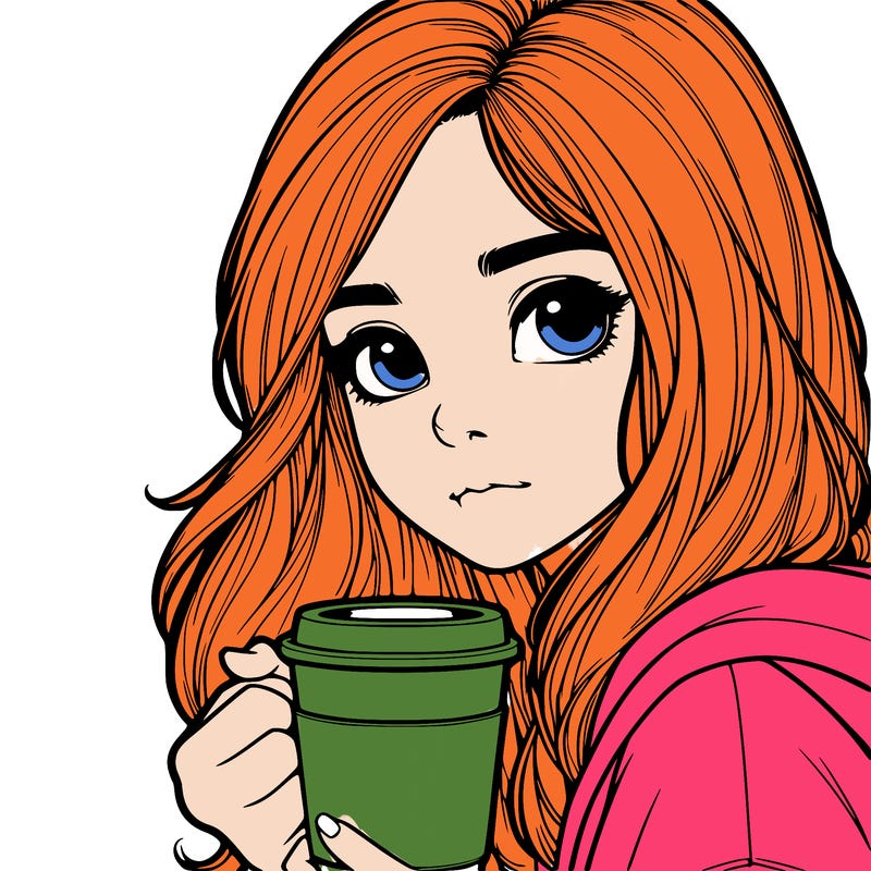 realistic girl drinking coffee