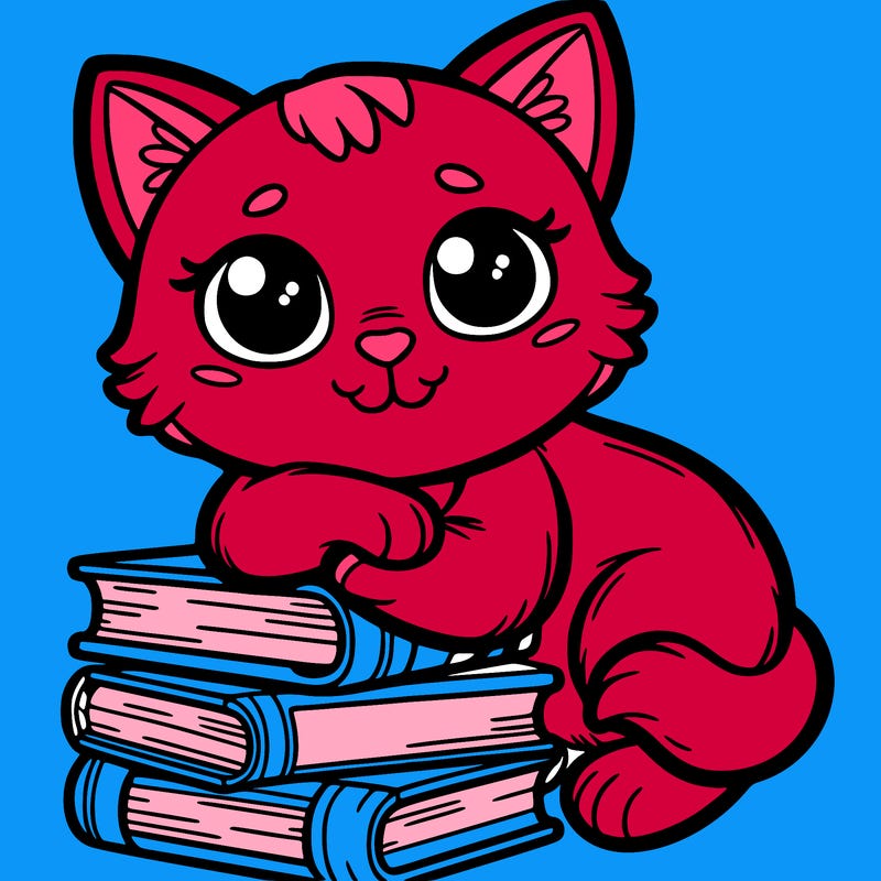 a cat on books