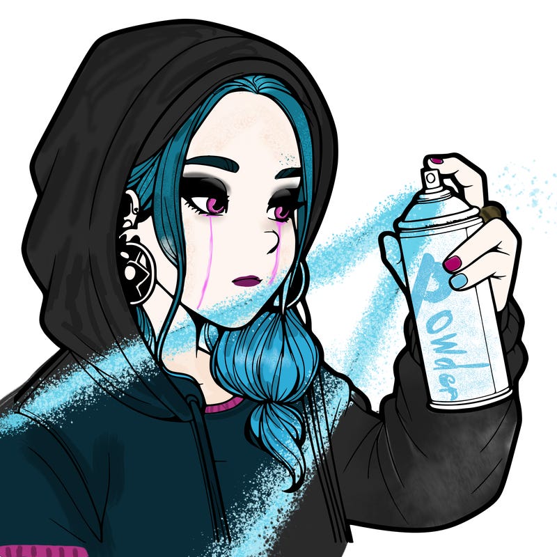 a realistic girl, spray painting