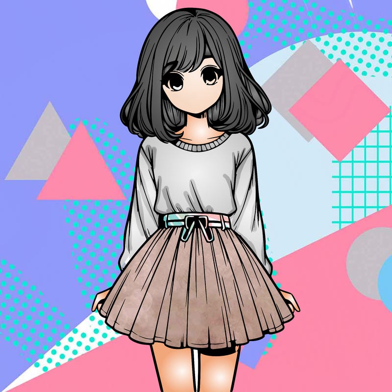 realistic girl with a skirt on