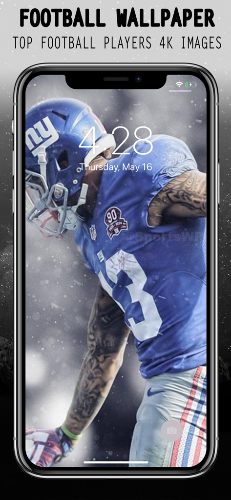 American Football Wallpaper 4K - iPhone lock screen featuring a high resolution American football player wallpaper