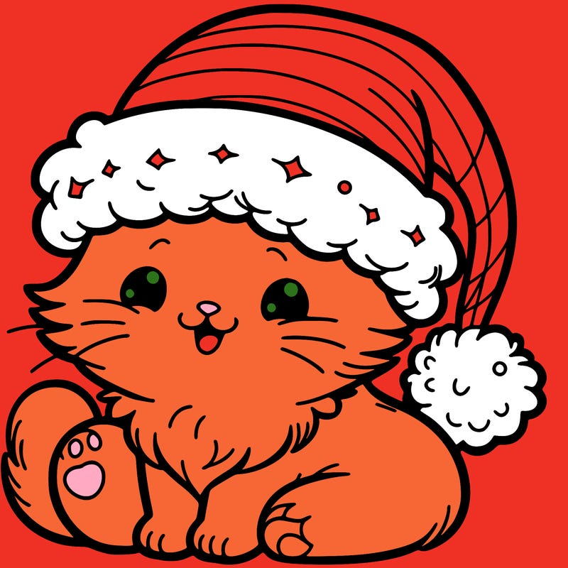 cat with christmas hat