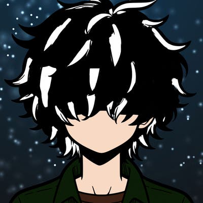 manga boy fluffy hair covering his eyes