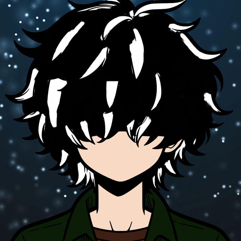 manga boy fluffy hair covering his eyes