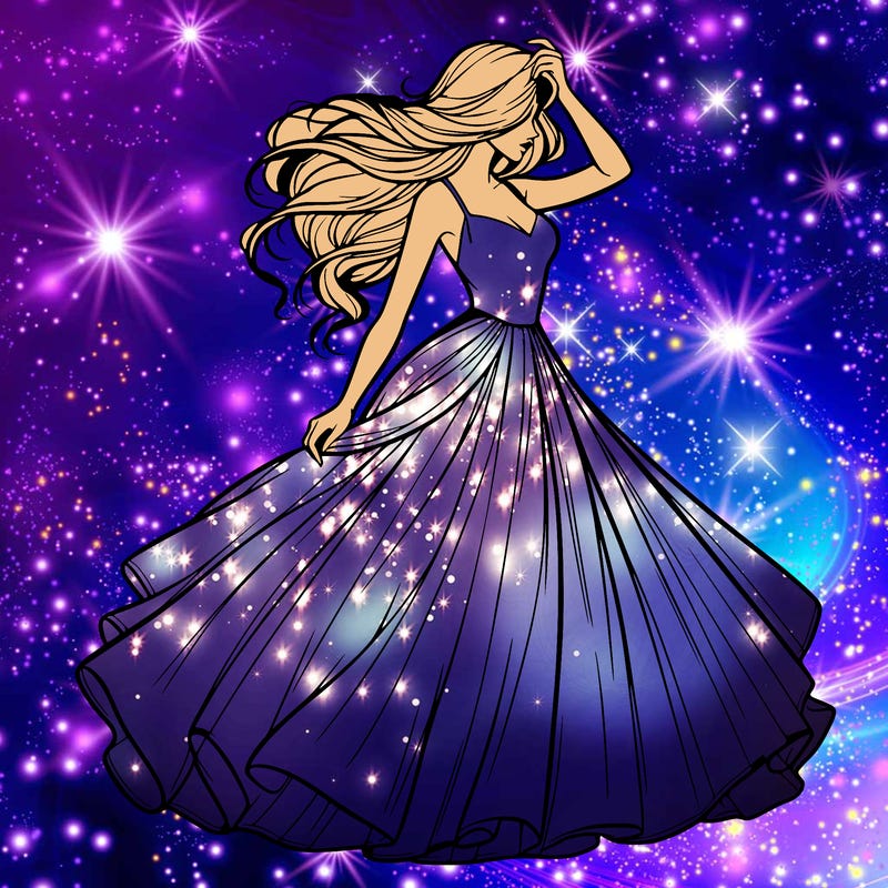 realistic woman with dress flowing in the wind