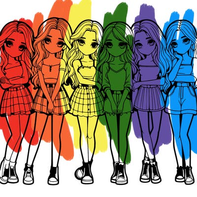 a group of girls realistic
