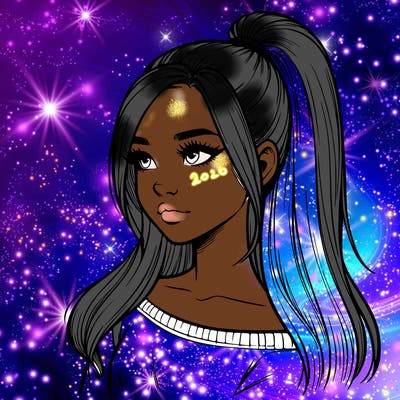 realistic girl with a high ponytail