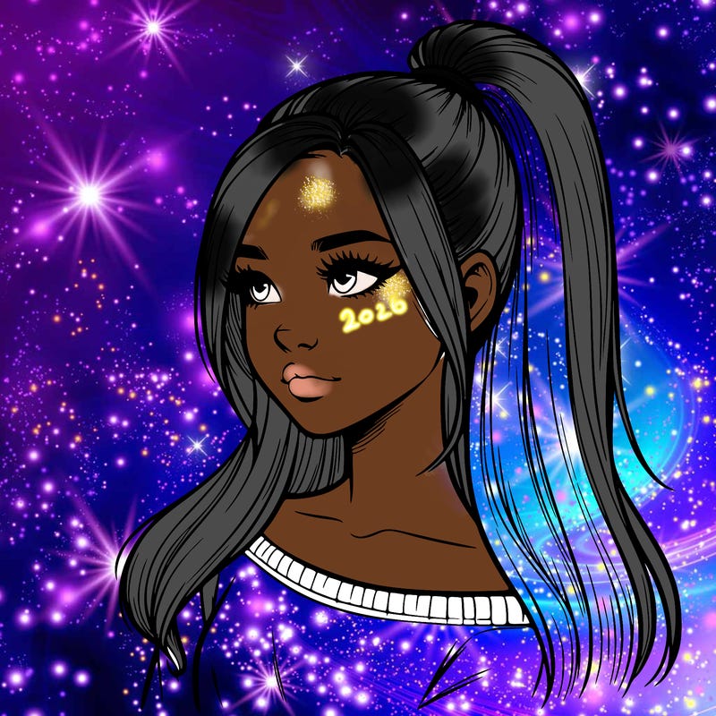 realistic girl with a high ponytail