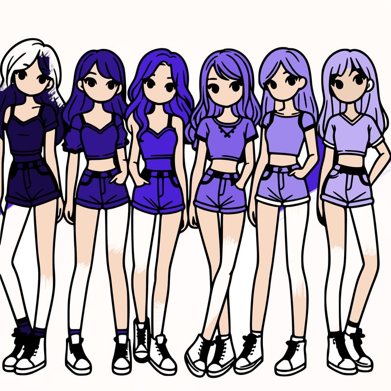 a group of girls wearing crop tops and shorts