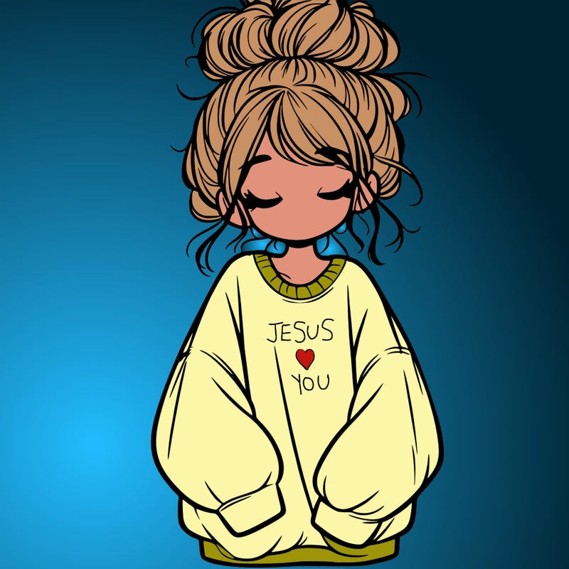 girl with baggy sweatshirt and messy bun