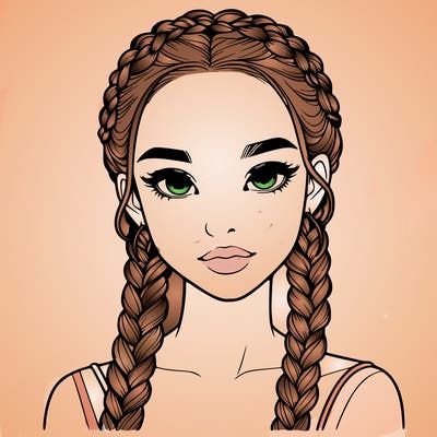 realistic girl with braids