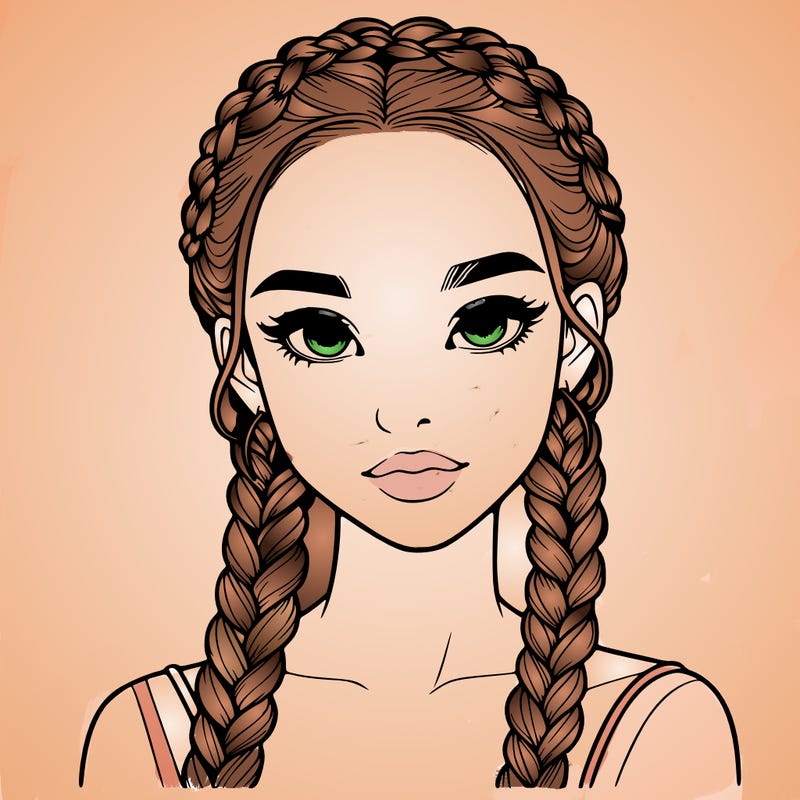 realistic girl with braids